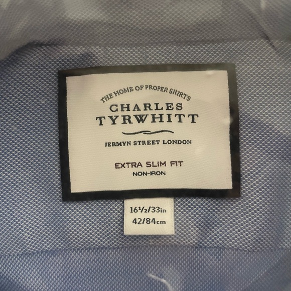 Charles Tyrwhitt Extra Slim Fit Light Blue Dress Shirt - French Cuff - Picture 4 of 5